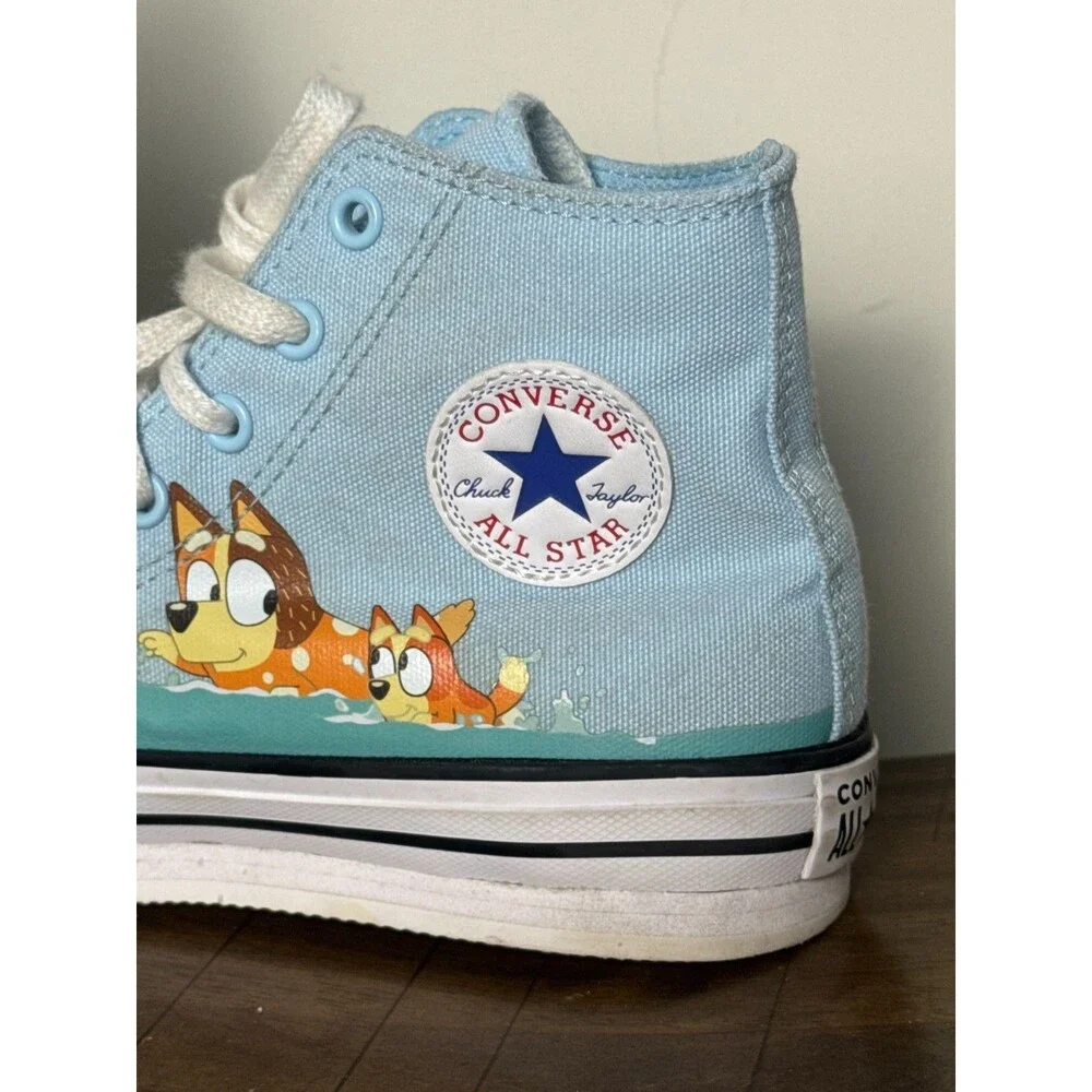 Converse x Bluey Chuck Taylor All Star Hi Kids Youth Size 3 Light Blue Sneakers